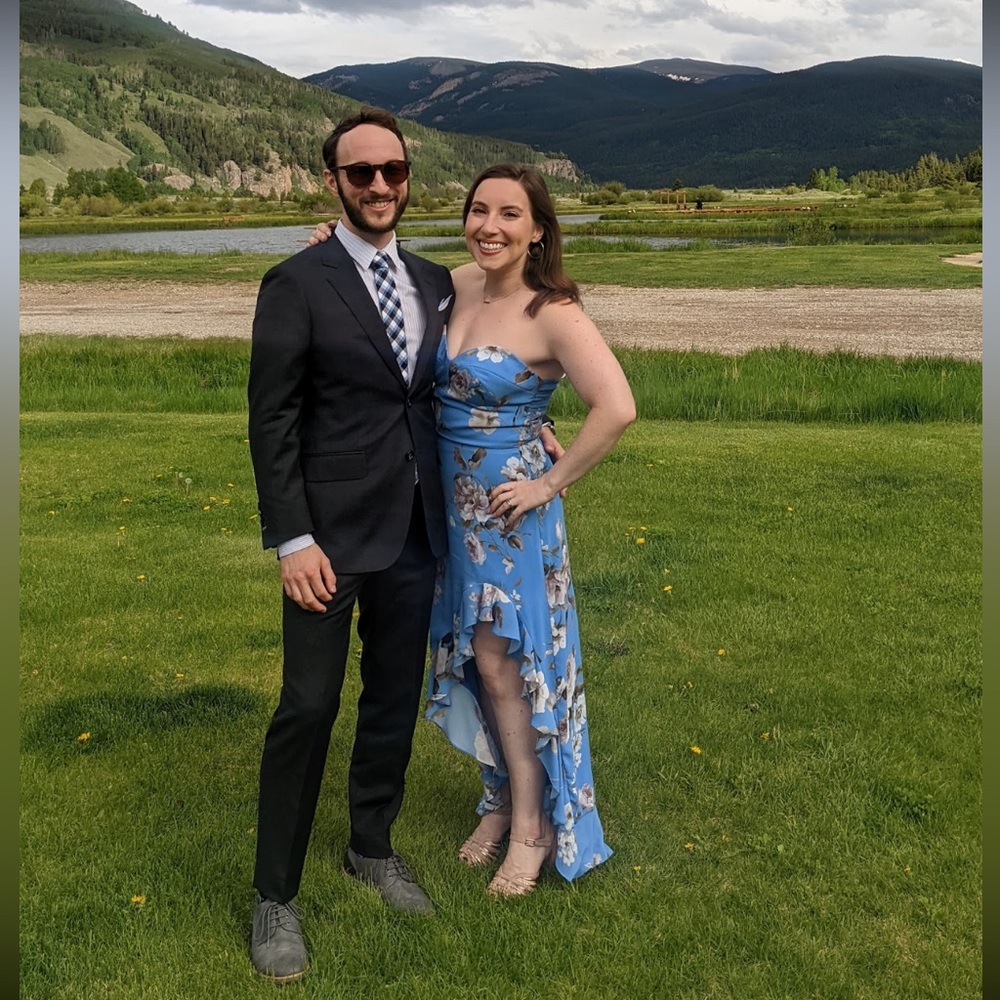 Amanda Uprichard Eden Blue Strapless Asymmetrical Cocktail Dress - Picture 7 of 7